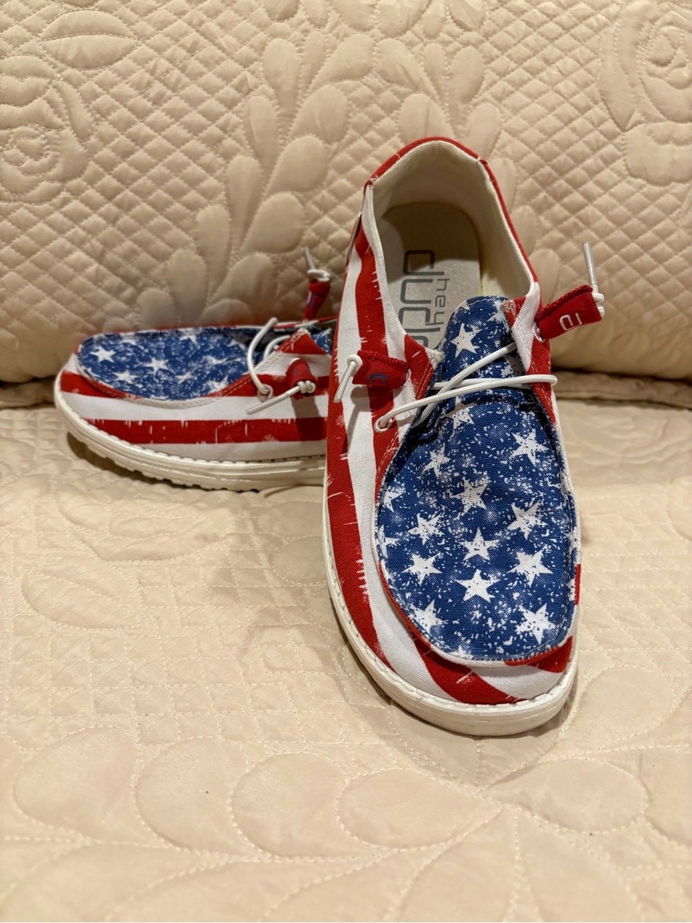 HEYDUDE Women's Wendy Star Spangled Patriotic Shoes size 8